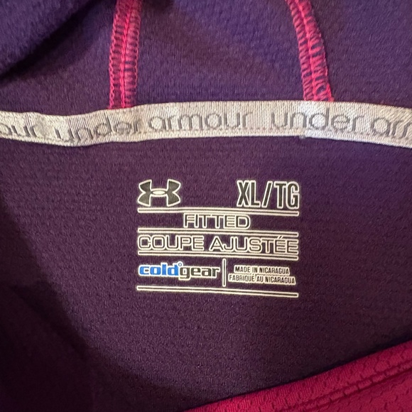 Under Armour Coldgear Pullover Hoodie Womens XL Fitted Coupe Ajustee Purple Pink - Picture 4 of 6